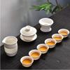 Blue-and-white exquisite ceramic teapot kettle tea cup hollow out tea set chinese tea set drinkware tea ceremony gift-As shown view 1