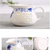 Blue-and-white exquisite ceramic teapot kettle tea cup hollow out tea set chinese tea set drinkware tea ceremony gift-As shown view 3