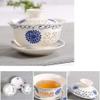 Blue-and-white exquisite ceramic teapot kettle tea cup hollow out tea set chinese tea set drinkware tea ceremony gift-As shown view 4