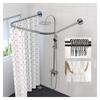 AWERQ U Shaped Shower Curtain Rod Outdoor, Adjustable Curved Shower Rod Rust Proof Stainless Steel Extendable Corner Curtain Rod Pole for Bathroom, Clothing Store, 808080 view 1