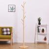 Multifunction Solid Wood Hanger Floor Standing Coat Rack Organizer Hanger Hook Stand for Coats Hats Scarves Clothes Handbags-brown view 3