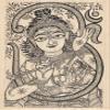 Exotic India Lord Krishna with Om and Radha - Orissa's Paata PaintingWater Color on Tussar Silk - Rabi Behera view 1
