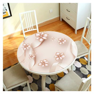 3D Table Cloth Cover Round PVC Oilcloth Plastic Sheet for Kitchen Dining Table Coffe Table Room Decor, Garden Table Cover, Floral Pattern1.5mm Thicker ALGFree (Color : B, Size : Diameter-70cm)