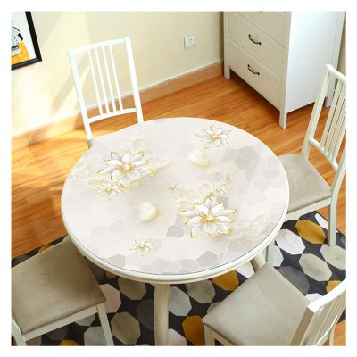 3D Table Cloth Cover Round PVC Oilcloth Plastic Sheet for Kitchen Dining Table Coffe Table Room Decor, Garden Table Cover, Floral Pattern1.5mm Thicker ALGFree (Color : C, Size : Diameter-135cm)