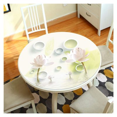 3D Table Cloth Cover Round PVC Oilcloth Plastic Sheet for Kitchen Dining Table Coffe Table Room Decor, Garden Table Cover, Floral Pattern1.5mm Thicker ALGFree (Color : A, Size : Diameter-110cm)