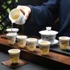 10pcs / set Chinese ceramic Tea Set Exquisite porcelain filter teapot gaiwan Handmade kettle teacups Household Teaware Drinkware-10 pcs_H view 2