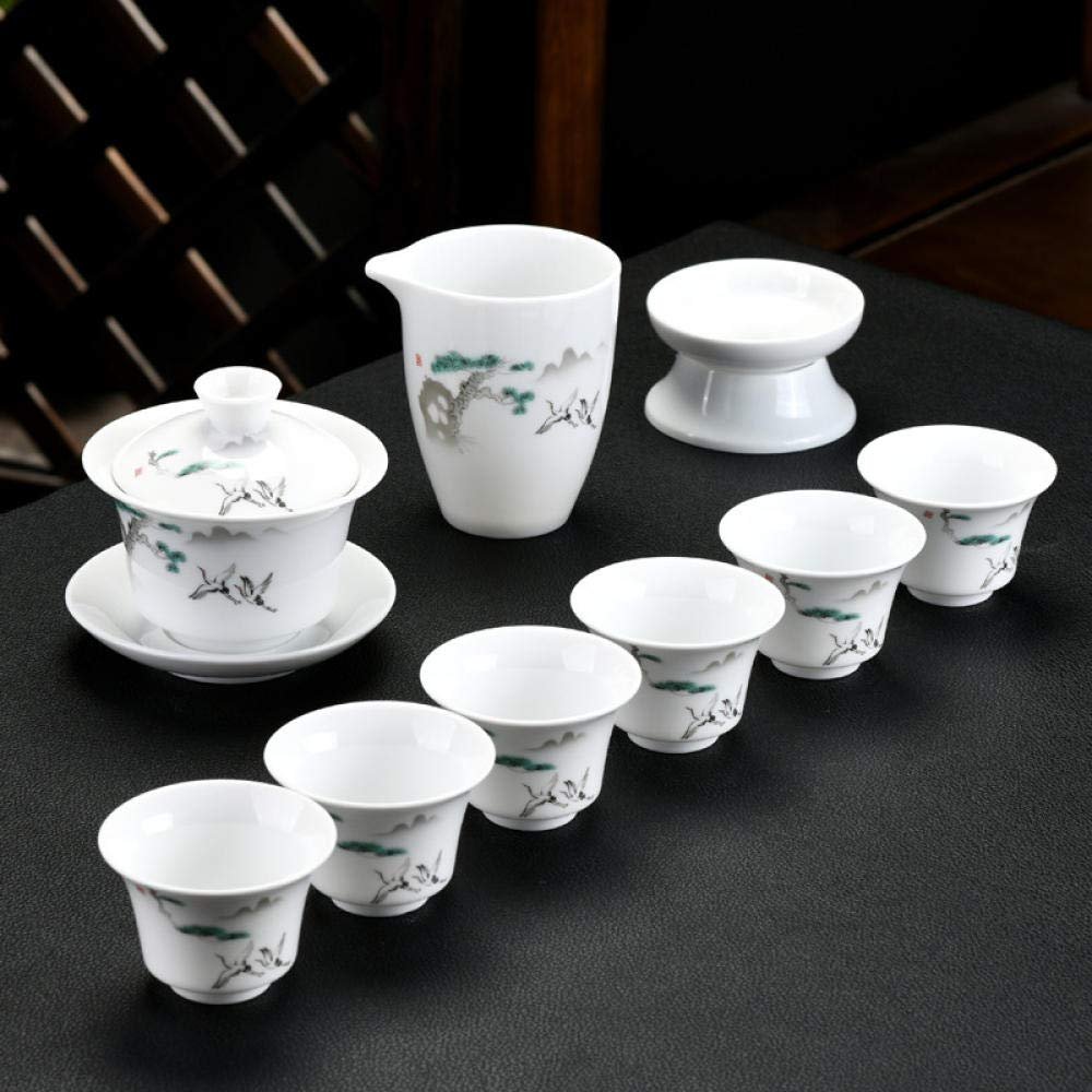 10pcs / set Chinese ceramic Tea Set Exquisite porcelain filter teapot gaiwan Handmade kettle teacups Household Teaware Drinkware-10 pcs_F