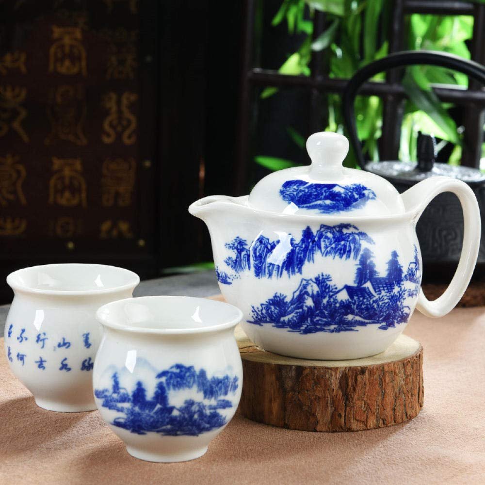 3pcs Lot Blue and White Porcelain Tea Set Home Anti-Scattering Double Cup Tea Set Tea Bowl Travel Portable Tea Set-3pcs_As shown