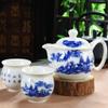 3pcs Lot Blue and White Porcelain Tea Set Home Anti-Scattering Double Cup Tea Set Tea Bowl Travel Portable Tea Set-3pcs_As shown view 1