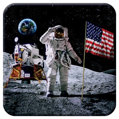 3D LiveLife Cork Coaster - Moon Landing from Deluxebase. Drinks Coaster with Lenticular 3D Animal Image. Non-Slip Protective Table Drink Mat for Home Decor and Decorative Accessories.