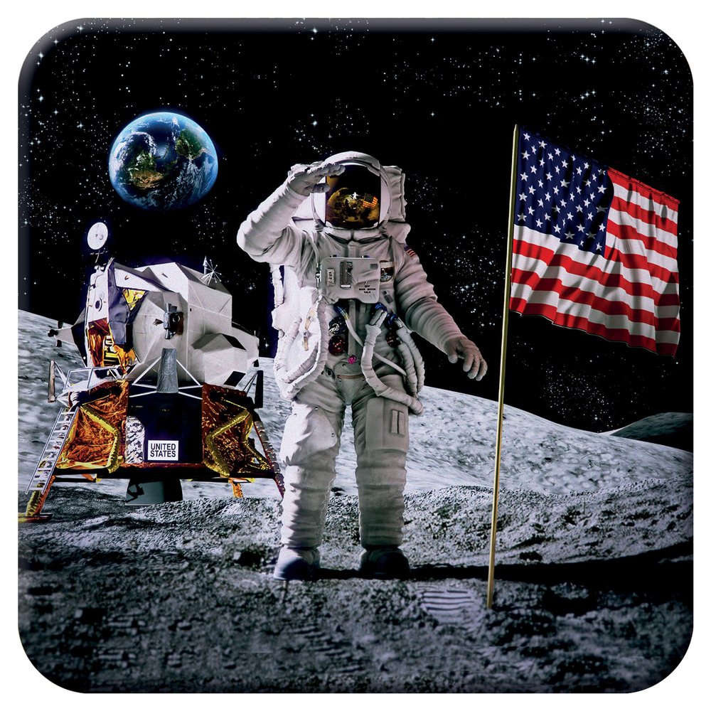 3D LiveLife Cork Coaster - Moon Landing from Deluxebase. Drinks Coaster with Lenticular 3D Animal Image. Non-Slip Protective Table Drink Mat for Home Decor and Decorative Accessories.