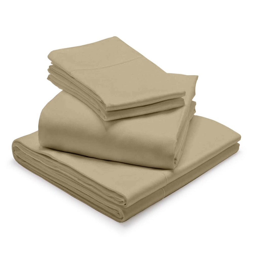 1000-Thread Count 100% Egyptian Cotton King Sheet Set, Soft Breathable Sateen Weave Long Staple Cotton, 1000-TC Pure Cotton, Fits Mattress 25" Deep Pockets - King, Taupe