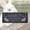 Stukk Leave Paw Prints On Your Heart Hanging Rabbit Bunny Sign, 30x12cm, Natural Engraved Slate Stone Plaque view 1