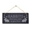 Stukk Leave Paw Prints On Your Heart Hanging Rabbit Bunny Sign, 30x12cm, Natural Engraved Slate Stone Plaque view 3