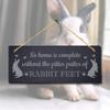 Stukk No Home Complete Without Pitter Patter Rabbit Hanging Bunny Sign, Natural Engraved Slate Stone Plaque, 30x12cm view 1