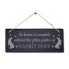 Stukk No Home Complete Without Pitter Patter Rabbit Hanging Bunny Sign, Natural Engraved Slate Stone Plaque, 30x12cm view 3