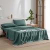 EVERLY Linen Sheets Set Full Size,100% French Stonewash Pure Linen Bed Sheets,4Pieces (1Flat Sheet,1Fitted Sheet,2Pillowcase) Suitable for Hot Sleepers,Deep Pocket Natural Bedding Set-Aqua view 2