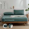 EVERLY Linen Sheets Set Full Size,100% French Stonewash Pure Linen Bed Sheets,4Pieces (1Flat Sheet,1Fitted Sheet,2Pillowcase) Suitable for Hot Sleepers,Deep Pocket Natural Bedding Set-Aqua view 4