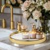 Decor Trends Round Marble Decorative Tray, Multi-Functional Storage Organizer for Vanity, Coffee Table, Jewelry, Perfumes and Home Decor, Luxury Accent Tray view 3
