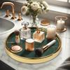 Makeup Perfume Organizer Round Bathroom Vanity Tray Decorative Dresser Tray Countertop Organizer Tray for Cosmetics,Green view 3