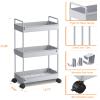 Ronlap 3 Tier Slim Rolling Storage Cart with Wheels Plastic Utility Cart Organizer for Snack Craft Art Postpartum Baby Diaper Nail Makeup in Bathroom Laundry Room Kitchen Bedside Narrow Space, Grey view 2