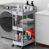 Ronlap 3 Tier Slim Rolling Storage Cart with Wheels Plastic Utility Cart Organizer for Snack Craft Art Postpartum Baby Diaper Nail Makeup in Bathroom Laundry Room Kitchen Bedside Narrow Space, Grey view 4