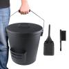 Ash Bucket with Lid and Shovel Hand Broom, 5.15 Gallon Large Galvanized Iron Metal Fireplace Tools Ash Pail for Fire Places Fire Pits Wood Burning Stoves Hearth Accessories Indoor Outdoor, Black view 1
