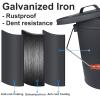 Ash Bucket with Lid and Shovel Hand Broom, 5.15 Gallon Large Galvanized Iron Metal Fireplace Tools Ash Pail for Fire Places Fire Pits Wood Burning Stoves Hearth Accessories Indoor Outdoor, Black view 2