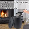 Ash Bucket with Lid and Shovel Hand Broom, 5.15 Gallon Large Galvanized Iron Metal Fireplace Tools Ash Pail for Fire Places Fire Pits Wood Burning Stoves Hearth Accessories Indoor Outdoor, Black view 3