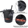 Ash Bucket with Lid and Shovel Hand Broom, 5.15 Gallon Large Galvanized Iron Metal Fireplace Tools Ash Pail for Fire Places Fire Pits Wood Burning Stoves Hearth Accessories Indoor Outdoor, Black view 4