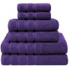 American Soft Linen 100% Carde Cotton 6 Piece Towel Set, 590 GSM Heavy Weight Soft Absorbent Turkish Towels for Bathroom, Rich Purple view 1