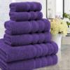 American Soft Linen 100% Carde Cotton 6 Piece Towel Set, 590 GSM Heavy Weight Soft Absorbent Turkish Towels for Bathroom, Rich Purple view 2