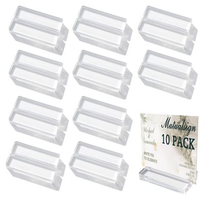 Mutualsign Acrylic Name Card Holder 10 PCS Acrylic Place Card Holder, Clear Acrylic Sign Holder Table Number Holder with Blocks for Sign /Name /Menu /Numbers