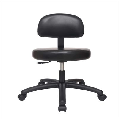 Chair Master Round Vinyl Chair/Stool-Black-for Garage, Counters, Shop, Kitchen, Computer Desks, Drafting Tables. Easy to Clean! (.Standard Nylon Casters, Medium Table 19"-27")