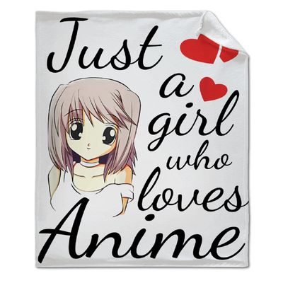 Anime Girl Just A Girl Who Loves Anime Blanket Throw, Flannel Fleece Microfiber Lightweight Soft Cozy Luxury for All Season in Home Bed Sofa Chairs Dorm 120"x90" Blanket for Family