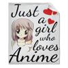 Anime Girl Just A Girl Who Loves Anime Blanket Throw, Flannel Fleece Microfiber Lightweight Soft Cozy Luxury for All Season in Home Bed Sofa Chairs Dorm 120"x90" Blanket for Family view 1