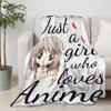 Anime Girl Just A Girl Who Loves Anime Blanket Throw, Flannel Fleece Microfiber Lightweight Soft Cozy Luxury for All Season in Home Bed Sofa Chairs Dorm 120"x90" Blanket for Family view 3