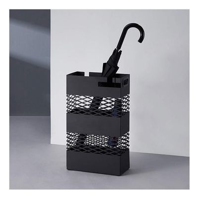 Umbrella Rack Modern Metal Umbrella Stand, Commercial Umbrella Bucket in Hotel Lobby, Lightweight and Portable with Drip Tray, Store 20 Umbrellas, Black, White (Color : Black)