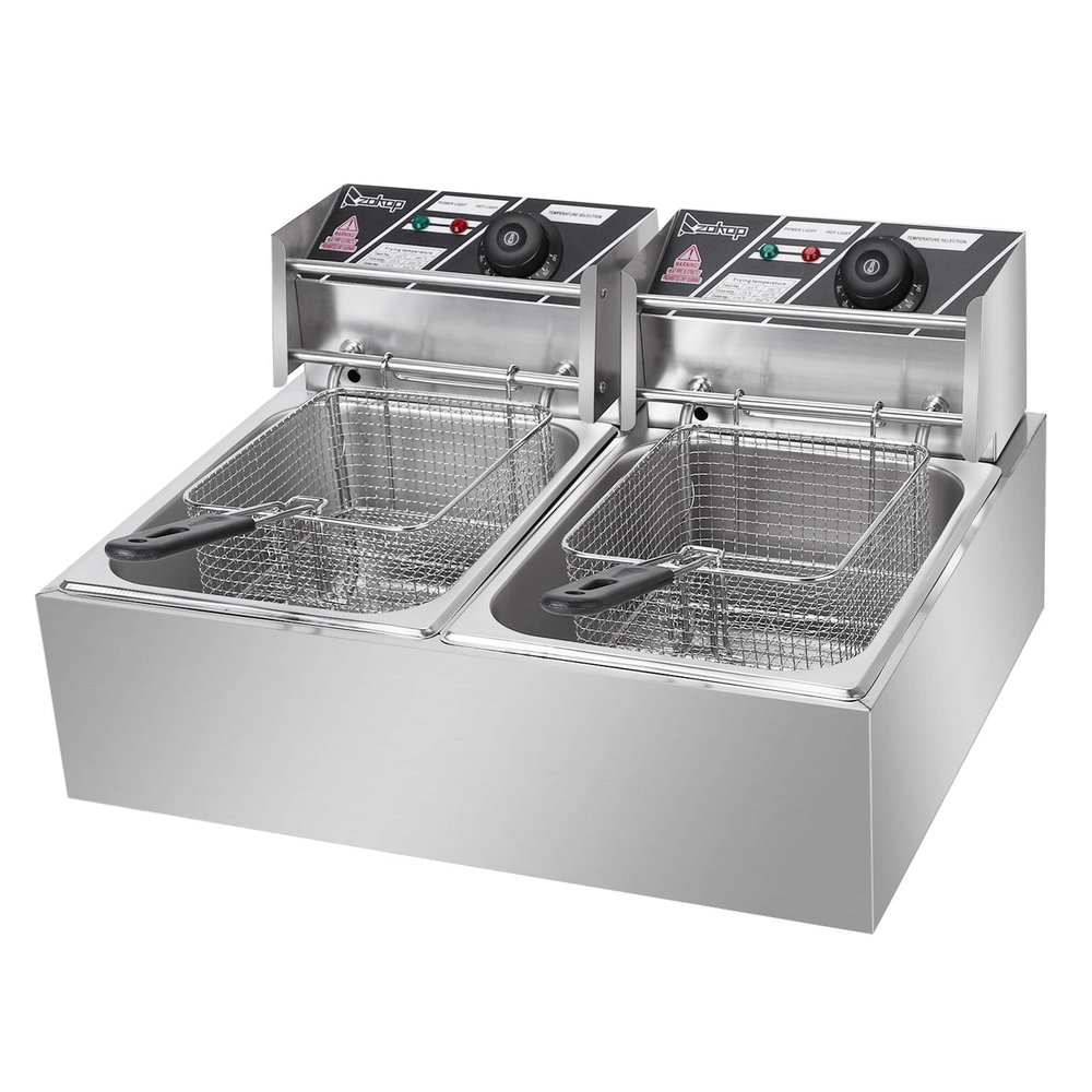 Stainless Steel Faucet Deep Fryer Large Capacity Electric ,Thickened Tank ((21.7x17.3x12.2)" /(55x44x31)cm(LxWxH))