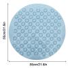 AIMENGA Shower Mat Non-Slip 21.6" x 21.6" Round Bathroom Mat with Strong Rubber Suction, Cups Drain Holes and 81 Raised Massage Loop, PVC Washable Bath Tub Shower Massage Foot Pad (Blue) view 2