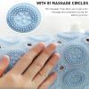 AIMENGA Shower Mat Non-Slip 21.6" x 21.6" Round Bathroom Mat with Strong Rubber Suction, Cups Drain Holes and 81 Raised Massage Loop, PVC Washable Bath Tub Shower Massage Foot Pad (Blue) view 3