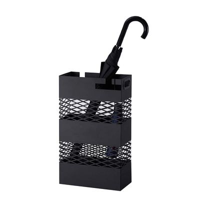 Umbrella Rack Metal Wrought Iron Umbrella Stand, Umbrella Bucket in The Lobby of The Home Hotel, Store 20 Umbrellas, with Independent Drip Tray, Black, White (Color : Black)