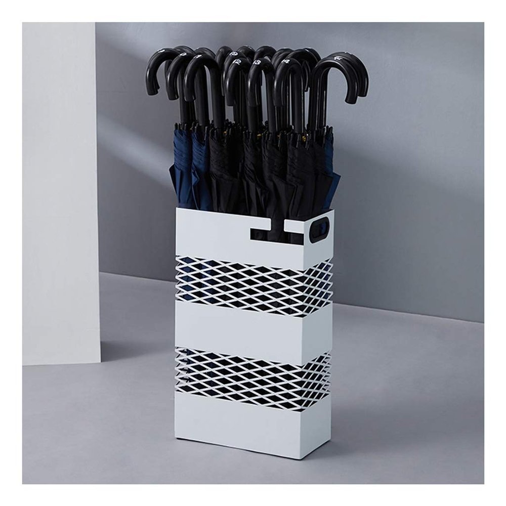 Umbrella Rack Modern White Umbrella Stand, Lightweight and Portable Umbrella Storage Bucket, for Home Hotel Lobby Office, with Drip Tray, 30x15x50cm