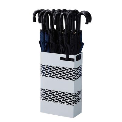 Umbrella Rack White Metal Umbrella Stand, Umbrella Bucket, Umbrella Storage Rack in Hotel Lobby Office, Lightweight and Portable with Drip Tray, 30x15x50cm