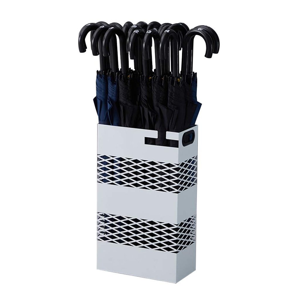 Umbrella Rack White Metal Umbrella Stand, Umbrella Bucket, Umbrella Storage Rack in Hotel Lobby Office, Lightweight and Portable with Drip Tray, 30x15x50cm