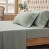 PURE ERA Jersey Knit 4pc Bed Sheet Set 100% T-Shirt Cotton Super Soft Comfy Breathable Fits Mattress Up to 20" Extra Deep Pocket (Solid Sage Green, Queen) view 4