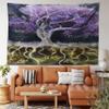 Ambesonne Tree of Life Tapestry King Size, Psychedelic Mysterious Nature at Night Birds and Fishes Home Art, Wall Hanging Bedspread Bed Cover Wall Decor, 104" X 88", Purple Black view 1