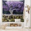 Ambesonne Tree of Life Tapestry King Size, Psychedelic Mysterious Nature at Night Birds and Fishes Home Art, Wall Hanging Bedspread Bed Cover Wall Decor, 104" X 88", Purple Black view 2