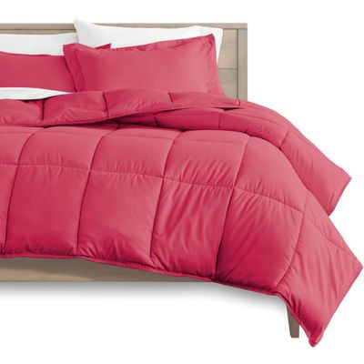 Wega Linen Pink California King/King Size 4 Piece-Duvet Cover Set 100% Egyptian Cotton Zipper Quilt Cover with Extra Fluffy Baffle Box Comforter(4 Piece-Duvet Cover+Comforter+2 Pillow Shams)