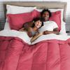 Wega Linen Pink California King/King Size 4 Piece-Duvet Cover Set 100% Egyptian Cotton Zipper Quilt Cover with Extra Fluffy Baffle Box Comforter(4 Piece-Duvet Cover+Comforter+2 Pillow Shams) view 4